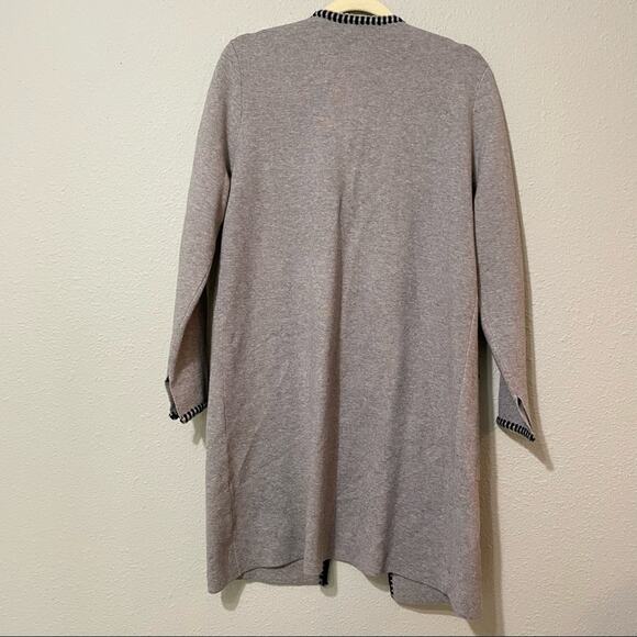 Magaschoni Grey Open Front Long Line Cardigan Sweater Duster Womens M Coatigan - Picture 5 of 8